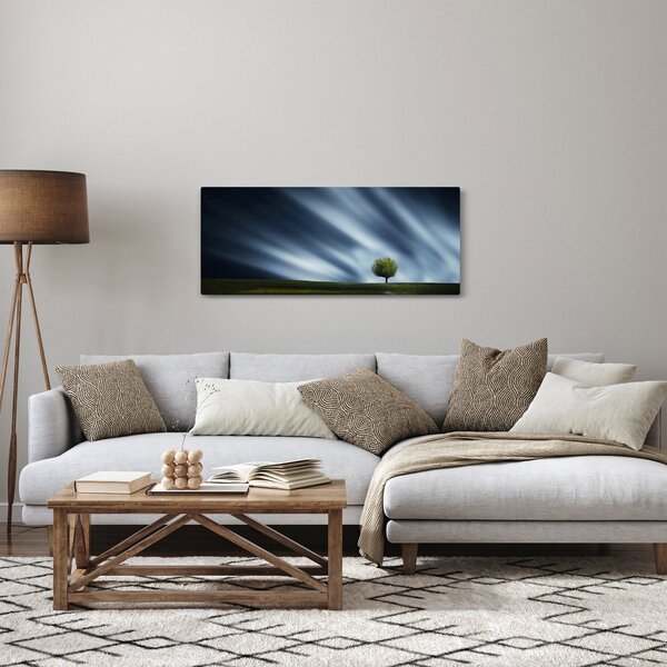 Slika polarne svijetlosti iznad polja vrijeska (120x50 cm)