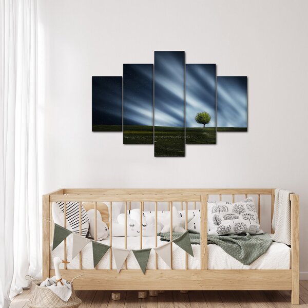 Slika polarne svijetlosti iznad polja vrijeska (150x105 cm)