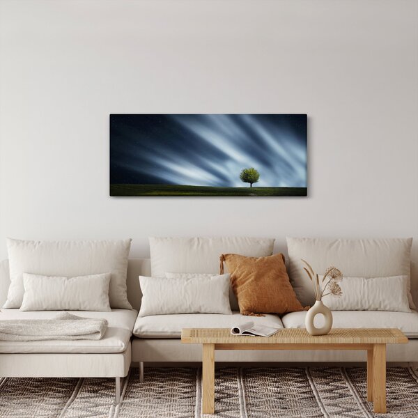 Slika polarne svijetlosti iznad polja vrijeska (120x50 cm)