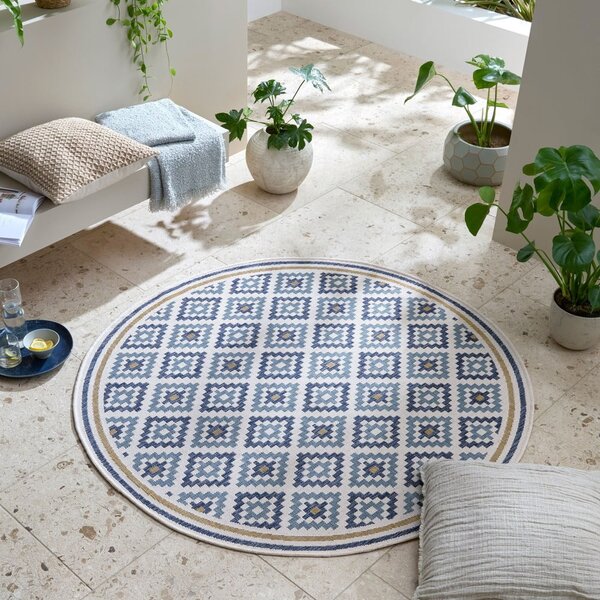 Žuti /plavi okrugao unutarnji i vanjski tepih ø 160 cm Zia Trellis – Flair Rugs