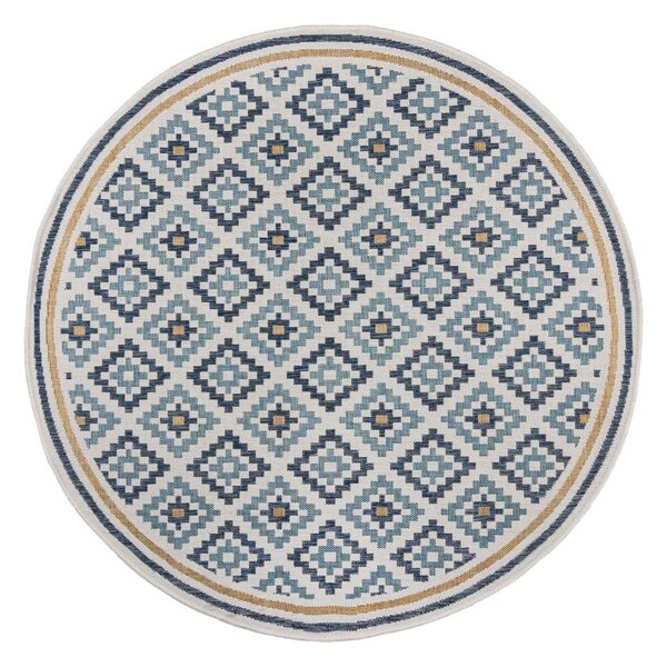 Žuti /plavi okrugao unutarnji i vanjski tepih ø 160 cm Zia Trellis – Flair Rugs