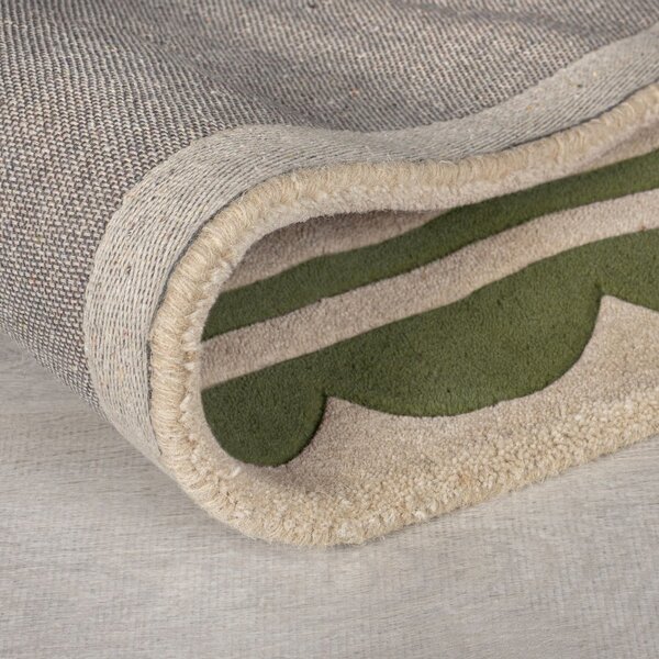 Zelena/u prirodnoj boji ručno rađena vunena staza 80x230 cm Lois Scallop – Flair Rugs