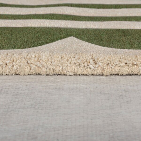 Zelena/u prirodnoj boji ručno rađena vunena staza 80x230 cm Lois Scallop – Flair Rugs