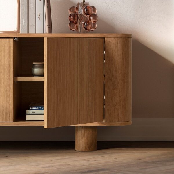 TV komoda u dekoru hrasta u prirodnoj boji 180x50,5x40 cm Padoc – MOME