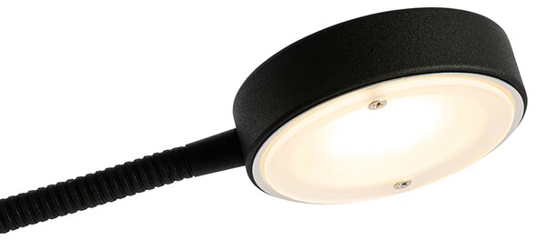 Podna lampa crna s uključenom LED i prigušivačem, s lampom za čitanje - Kelso