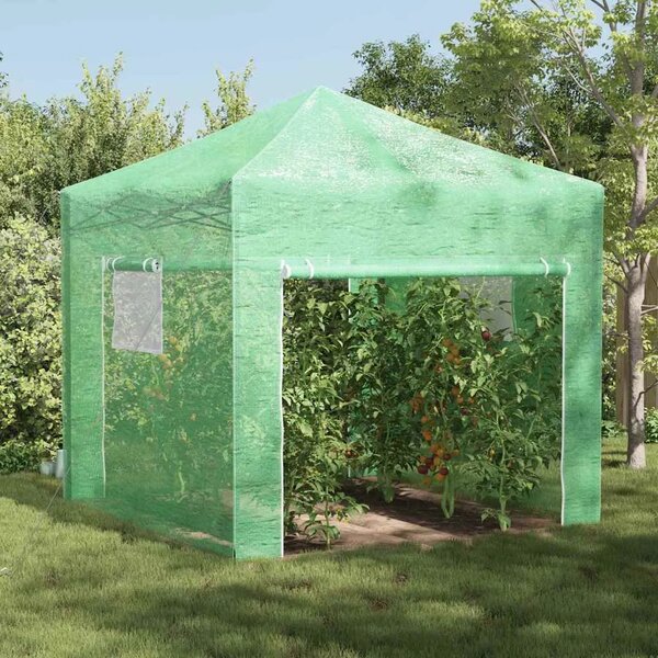 Staklenik s sklopivim okvirom Zelena 290 x 290 x 315 cm Željezo - 290 x 290 x 315 cm