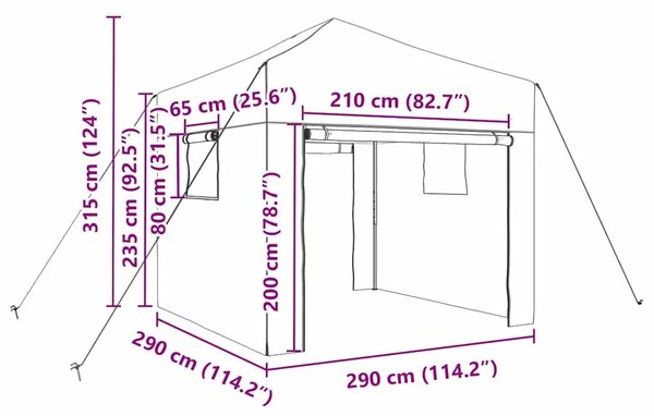 Staklenik s sklopivim okvirom Zelena 290 x 290 x 315 cm Željezo - 290 x 290 x 315 cm