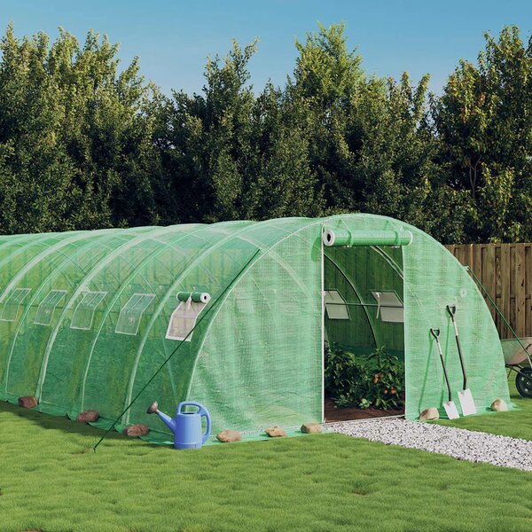 Staklenik s čeličnim okvirom zeleni 24 m² 6 x 4 x 2 m - Zelena 6 x 4 x 2 m