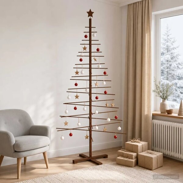 Drveno božićno drvce 210 cm Bambus i masivno borovo drvo - 210 cm Tamno smeđa