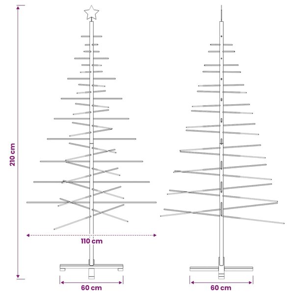 Drveno božićno drvce 210 cm Bambus i masivno borovo drvo - 210 cm Tamno smeđa