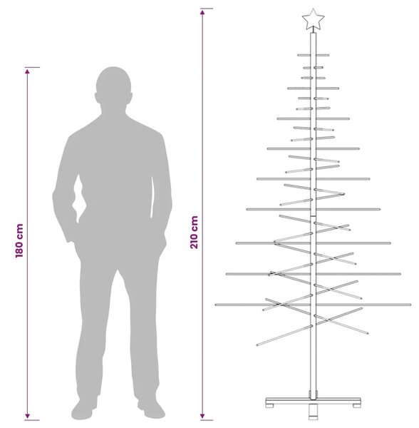 Drveno božićno drvce 210 cm Bambus i masivno borovo drvo - 210 cm Tamno smeđa
