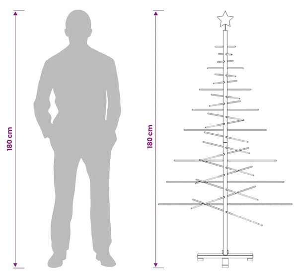 Drveno božićno drvce 180 cm Bambus i masivno borovo drvo - 180 cm Tamno smeđa