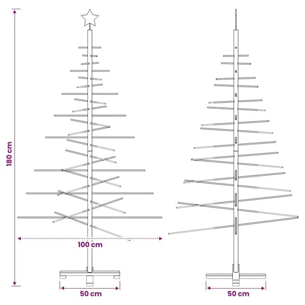 Drveno božićno drvce 180 cm Bambus i masivno borovo drvo - 180 cm Tamno smeđa