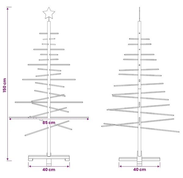 Drveno božićno drvce 150 cm Bambus i masivno borovo drvo - 150 cm Tamno smeđa