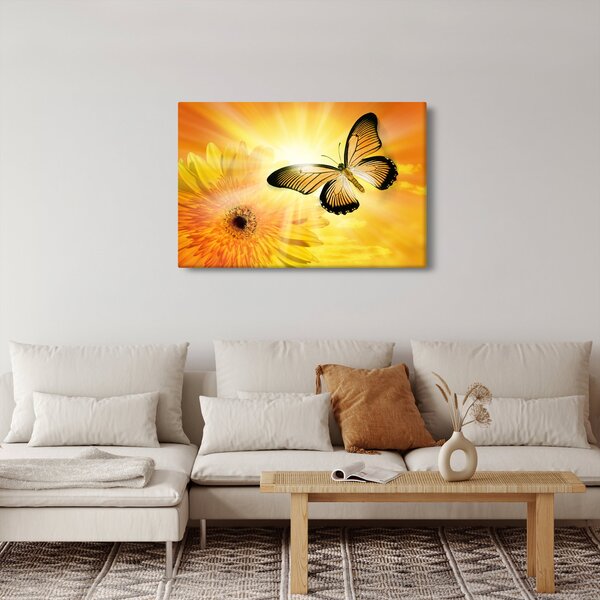 Slika - Žuti leptir s cvijetom (90x60 cm)