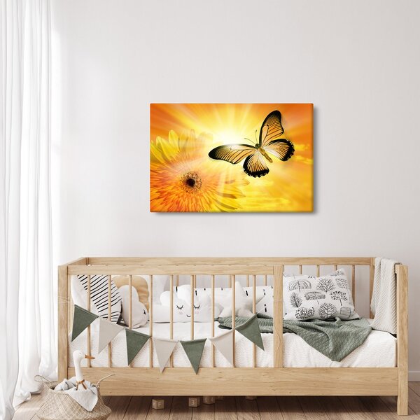 Slika - Žuti leptir s cvijetom (90x60 cm)