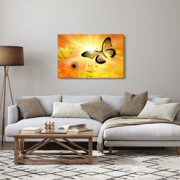 Slika - Žuti leptir s cvijetom (90x60 cm)