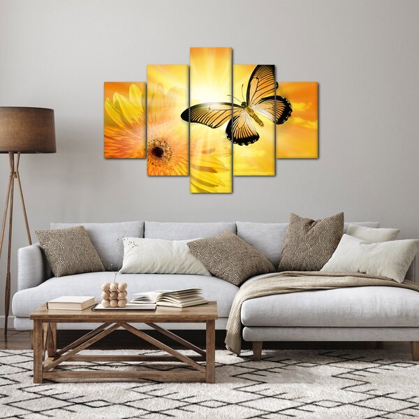 Slika - Žuti leptir s cvijetom (150x105 cm)