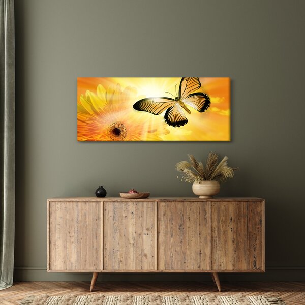 Slika - Žuti leptir s cvijetom (120x50 cm)