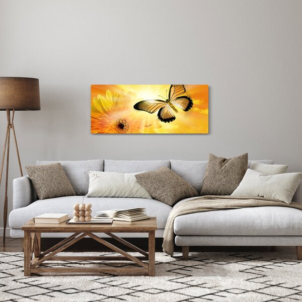 Slika - Žuti leptir s cvijetom (120x50 cm)