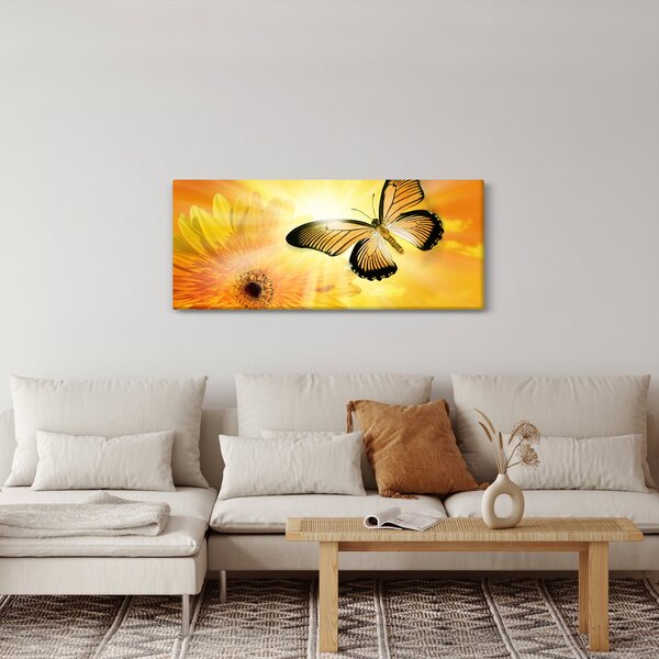 Slika - Žuti leptir s cvijetom (120x50 cm)