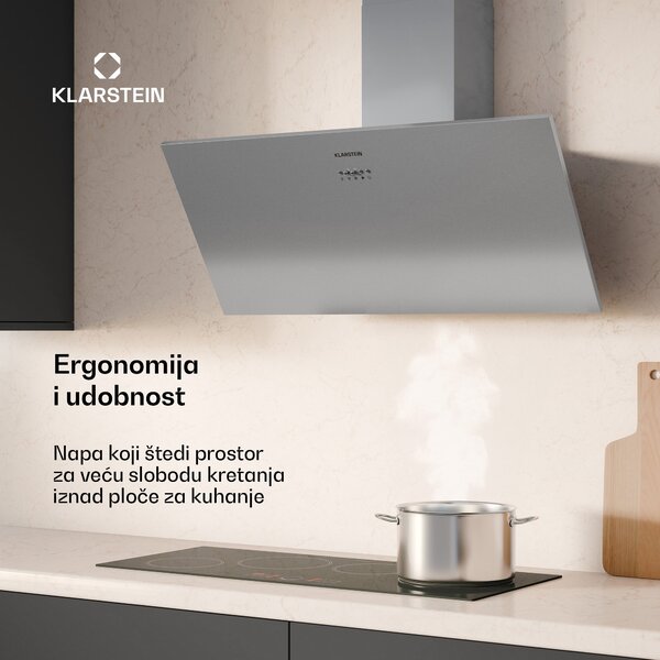 Klarstein Kosa napa Silver Lining | Režim ekstrakcije i recirkulacije | Visokokvalitetni dizajn | 597 m³/h | 90 cm