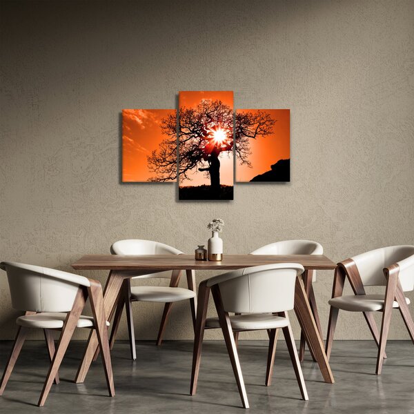 Slika - Stablo hrasta pri zalasku sunca (90x60 cm)