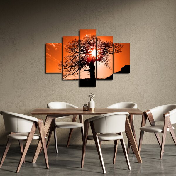 Slika - Stablo hrasta pri zalasku sunca (150x105 cm)