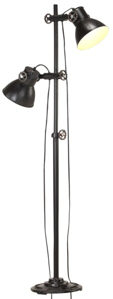 VidaXL Podna svjetiljka s 2 sjenila crna E27 od lijevanog željeza