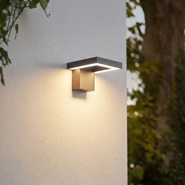 Lindby Orbin LED vanjska zidna svjetiljka, siva, nagibna, CCT, IP54, Sivo, Aluminij
