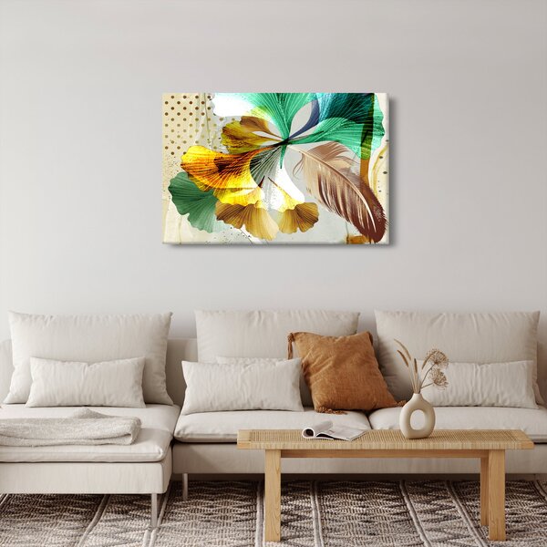 Slika - Lišće s perjem (90x60 cm)