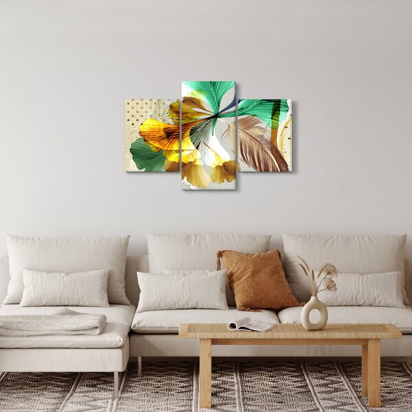 Slika - Lišće s perjem (90x60 cm)