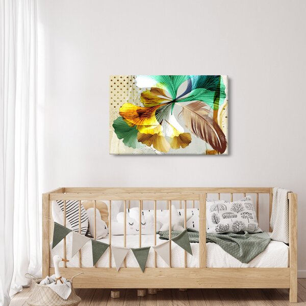 Slika - Lišće s perjem (90x60 cm)
