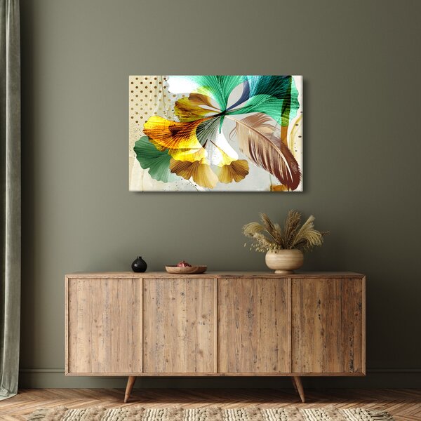 Slika - Lišće s perjem (90x60 cm)