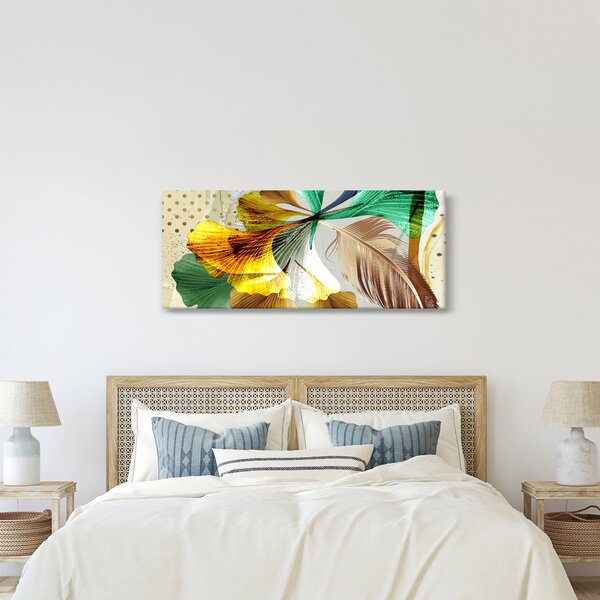 Slika - Lišće s perjem (120x50 cm)