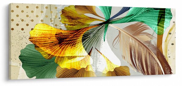 Slika - Lišće s perjem (120x50 cm)
