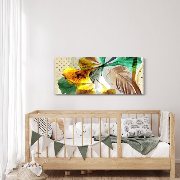 Slika - Lišće s perjem (120x50 cm)