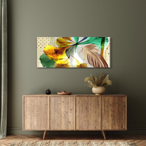Slika - Lišće s perjem (120x50 cm)