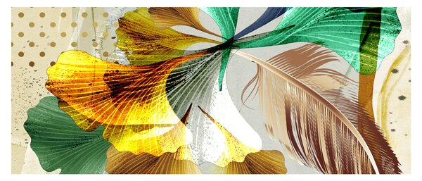 Slika - Lišće s perjem (120x50 cm)
