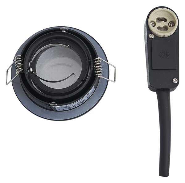 Set od 6 modernih ugradbenih reflektora crni rotirajući i nagibni IP44 - Chuck