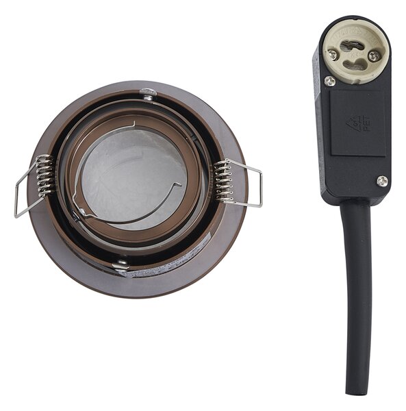 Set od 6 modernih ugradbenih reflektora tamne bronce, rotirajućih i nagibnih IP44 - Chuck