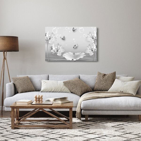 Slika - Cvjetni dizajn s leptirima (90x60 cm)