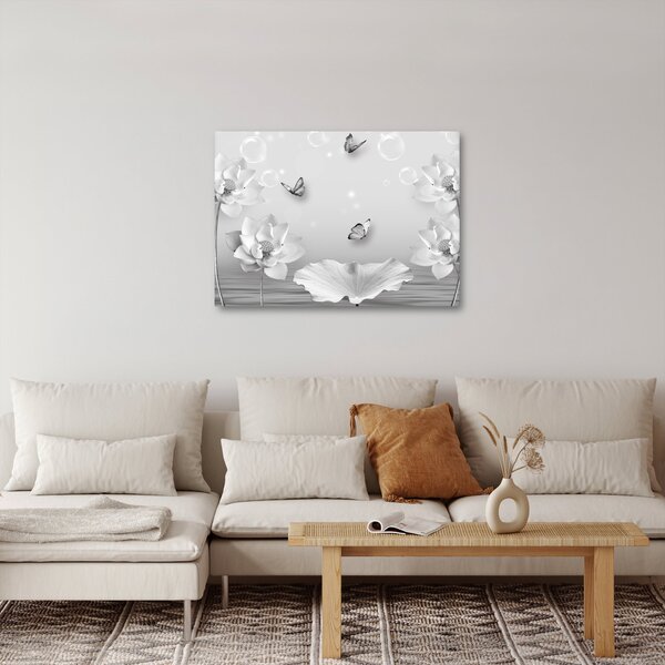Slika - Cvjetni dizajn s leptirima (70x50 cm)
