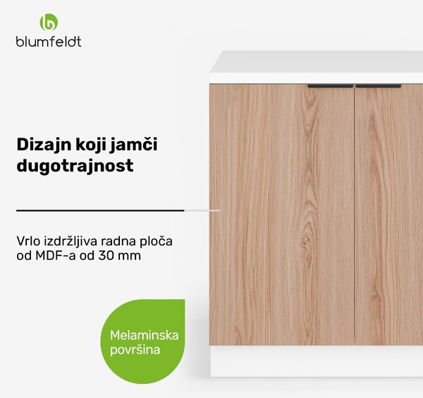 Blumfeldt WoodVista donji ormarić za sudoper, Robustan, Soft-Close ovjes, Aluminijske ručke