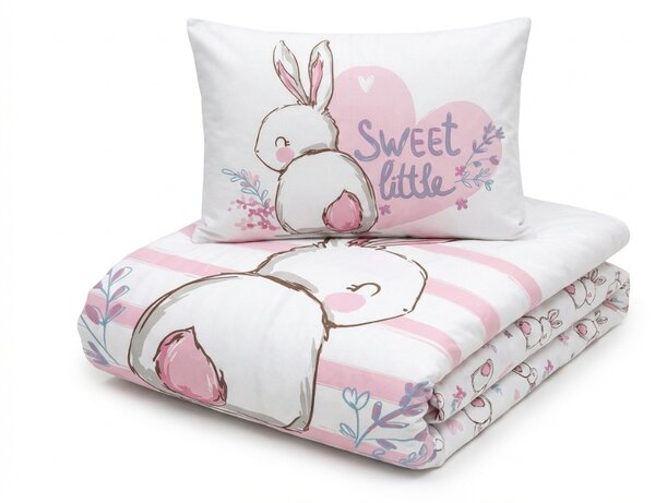 Pamučna posteljina za dječji krevetić BUNNY SWEET bijela Dimenzije posteljine: 40 x 60 cm | 100 x 135 cm