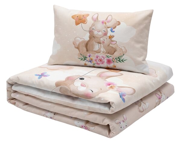 Pamučna posteljina za dječji krevetić BUNNY STAR bež Dimenzije posteljine: 40 x 60 cm | 100 x 135 cm