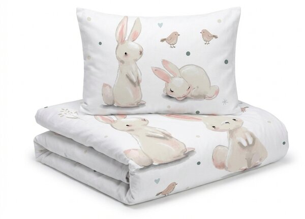 Pamučna posteljina za krevetić BUNNIES bijela Dimenzije posteljine: 40 x 60 cm | 100 x 135 cm