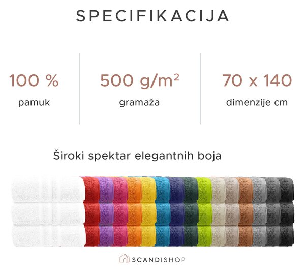 Ručnik Comfort 70 x 140 cm crna, 100% pamuk