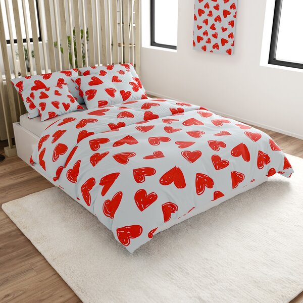 Pamučna posteljina WARM HEART svijetlo plava Dimenzije posteljine: 70 x 90 cm | 140 x 220 cm
