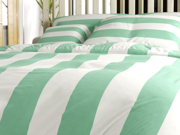 Pamučna posteljina STRIPES bijelo-zelena Dimenzije posteljine: 70 x 90 cm | 140 x 220 cm